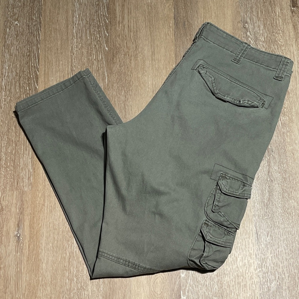 Wrangler Regular Taper Olive Green Cargo Pants‎ Men's Outdoor Casual 35 x 28 EUC